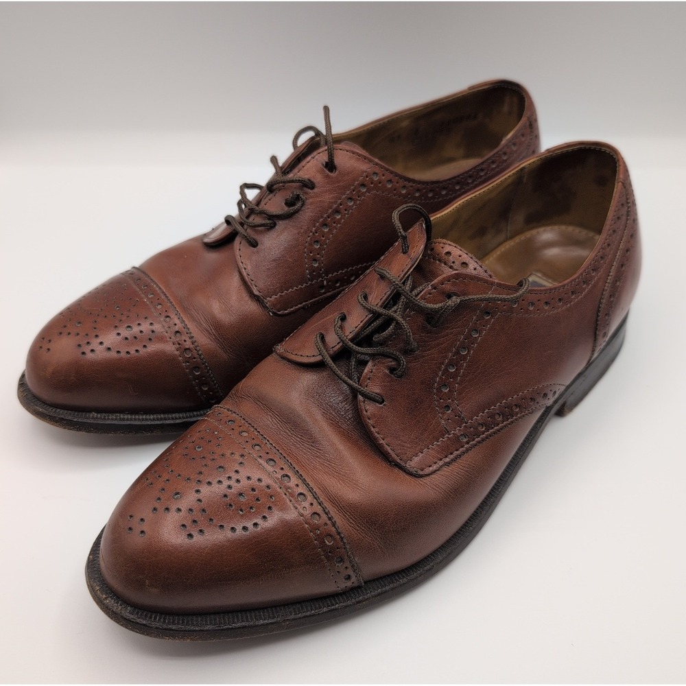Cole Haan Tensile Air Mens 8.5 Brown Leather Cap Toe Brogue Oxford Shoes Vintage